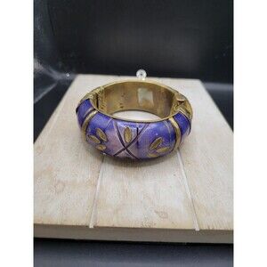 Vintage Purple Craved Bronze Clamp Bracelet